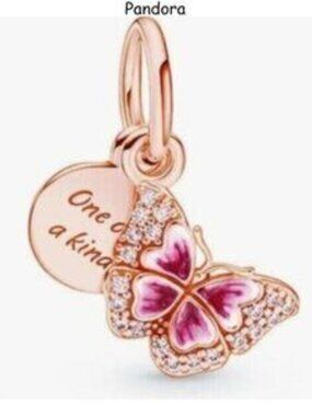 Pandora Rose Gold and Pink Butterfly Bracelet Charm